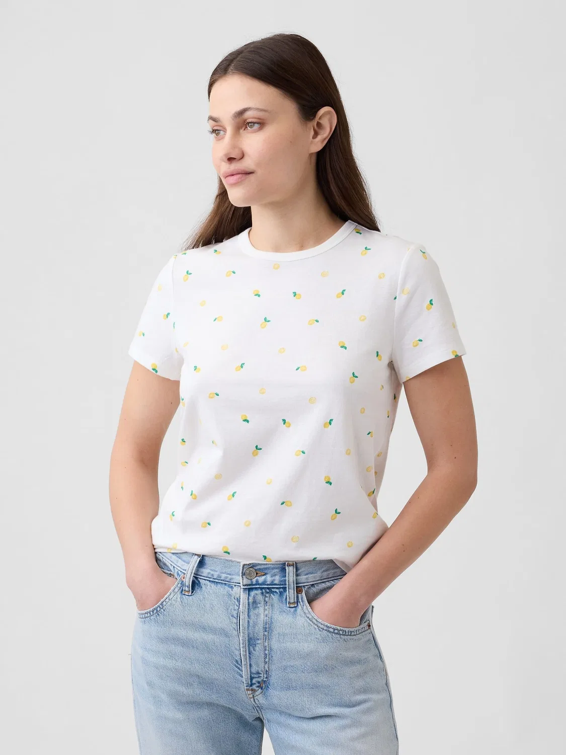 Футболка с круглым вырезом, короткий рукав Gap, White Lemon
