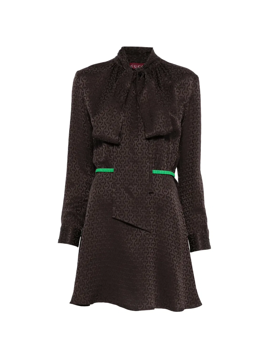 Платье из шелка с жаккардом, коричневое Gucci, коричневый