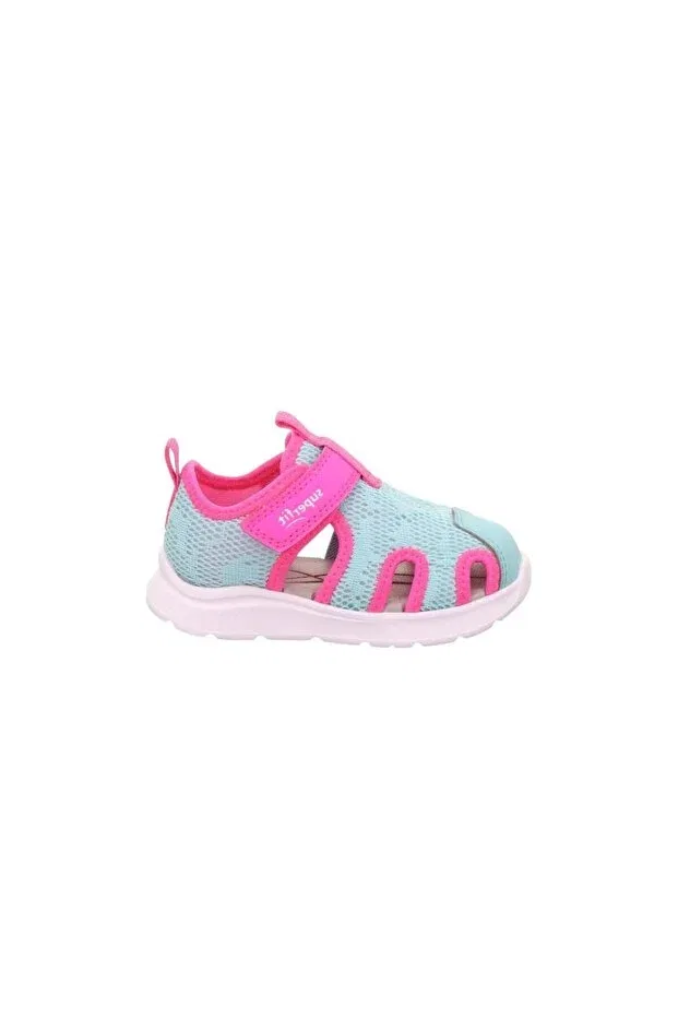 Детские туфли для девочек с принтом Superfit, Light Blue And Pink Fabric