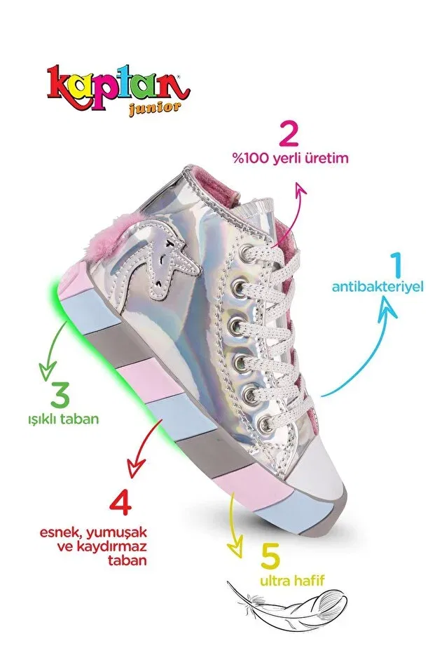 Детские кроссовки для девочек с подсветкой Balfk 500 Kaptan Junior, Gray — фото 3