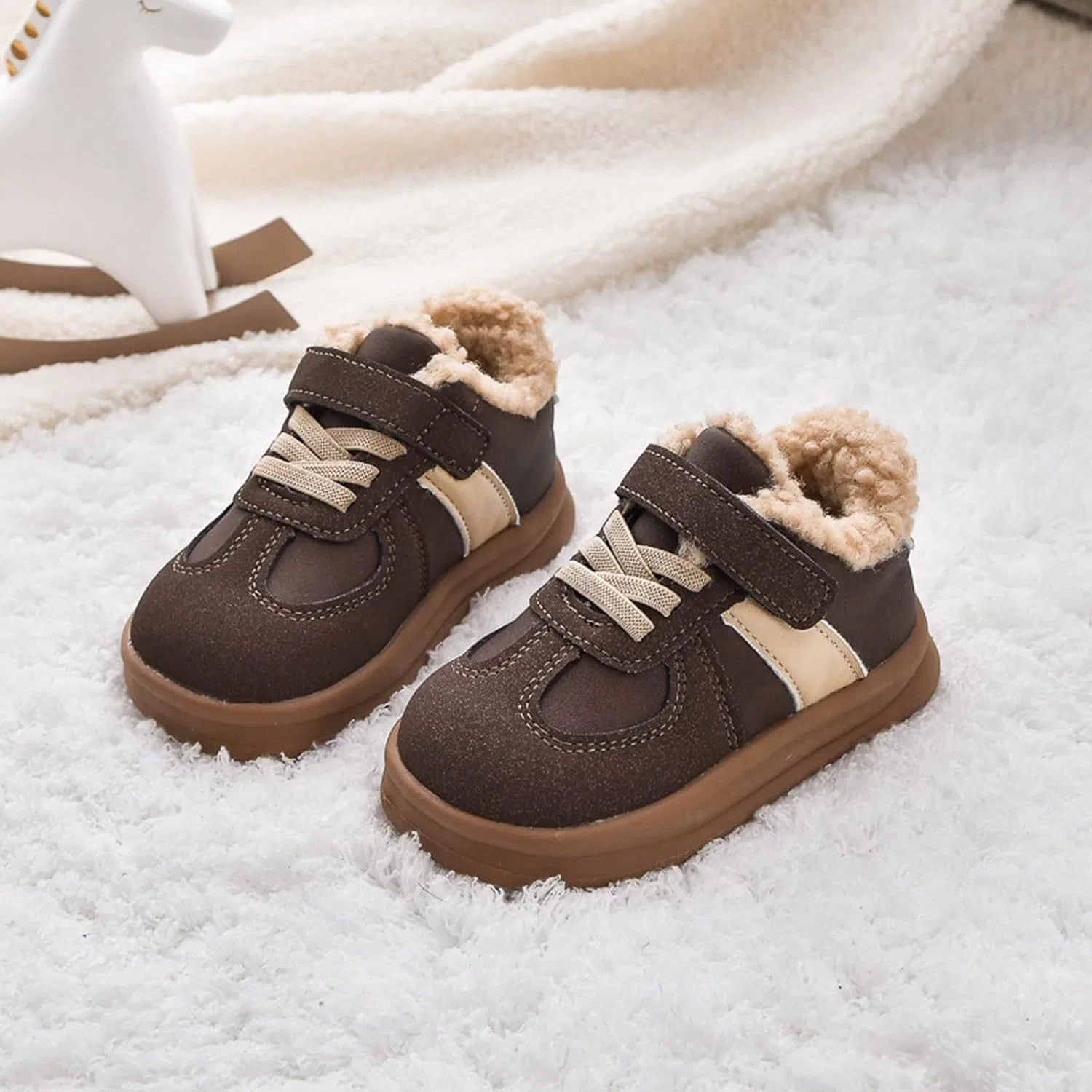 Детские зимние ботинки для девочек на меху с принтом Zzalalana, Coffee — фото 3