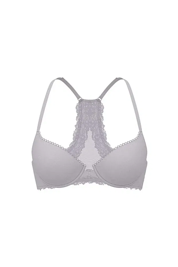 Женский бюстгальтер кружевной Lightly Padded Supportive Lace Gathering Bra Victoria'S Secret, Pale Lilac — фото 3