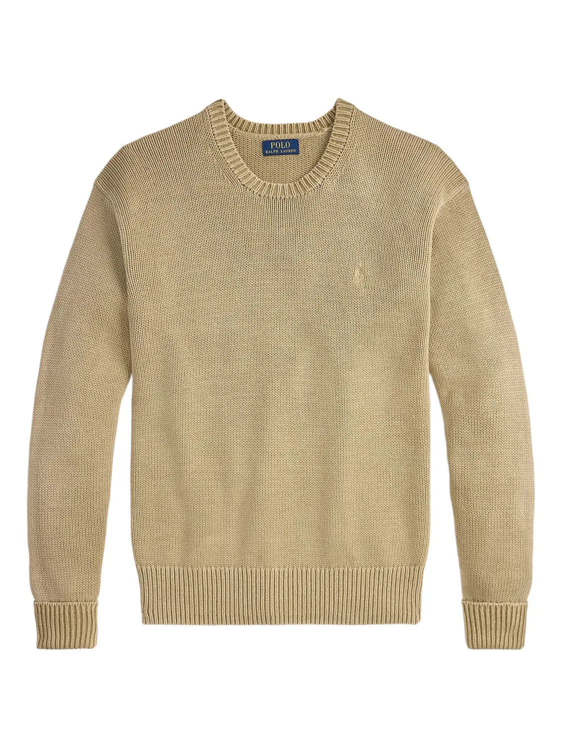 Свитер из хлопка с длинными рукавами Polo Ralph Lauren, светло-коричневый