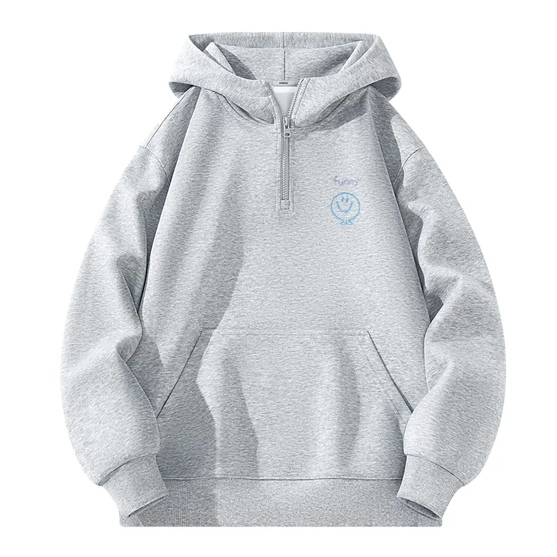 Худи детский с капюшоном Heavyweight Half Zip MINISO, Heather Gray