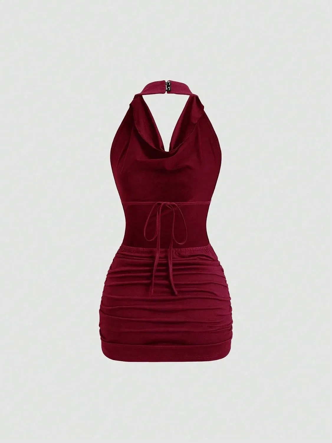 Женское облегающее мини-платье с запахом Bodycon, Burgundy — фото 3