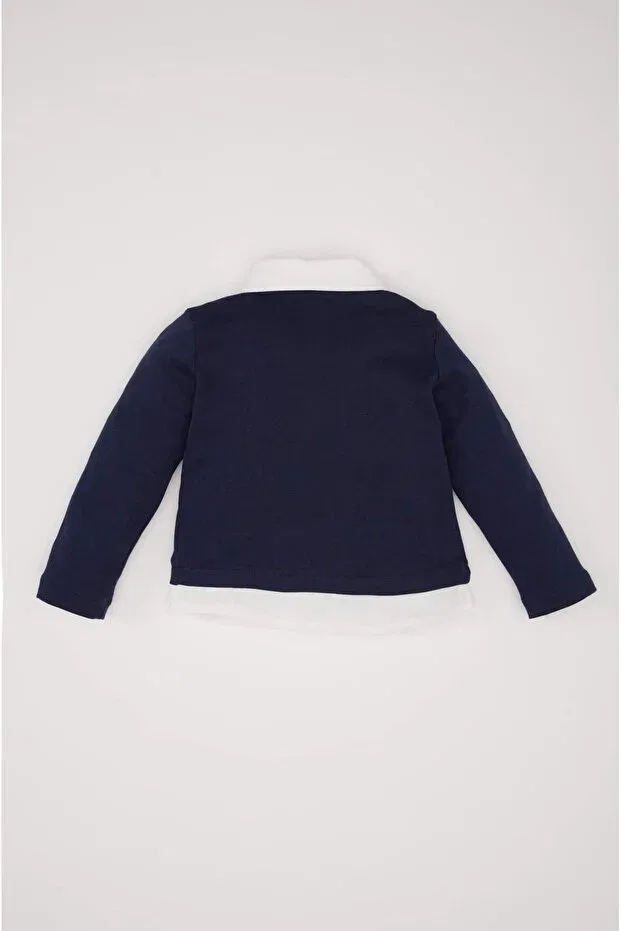 Детская футболка для мальчиков с длинным рукавом Defacto, Navy Blue — фото 4