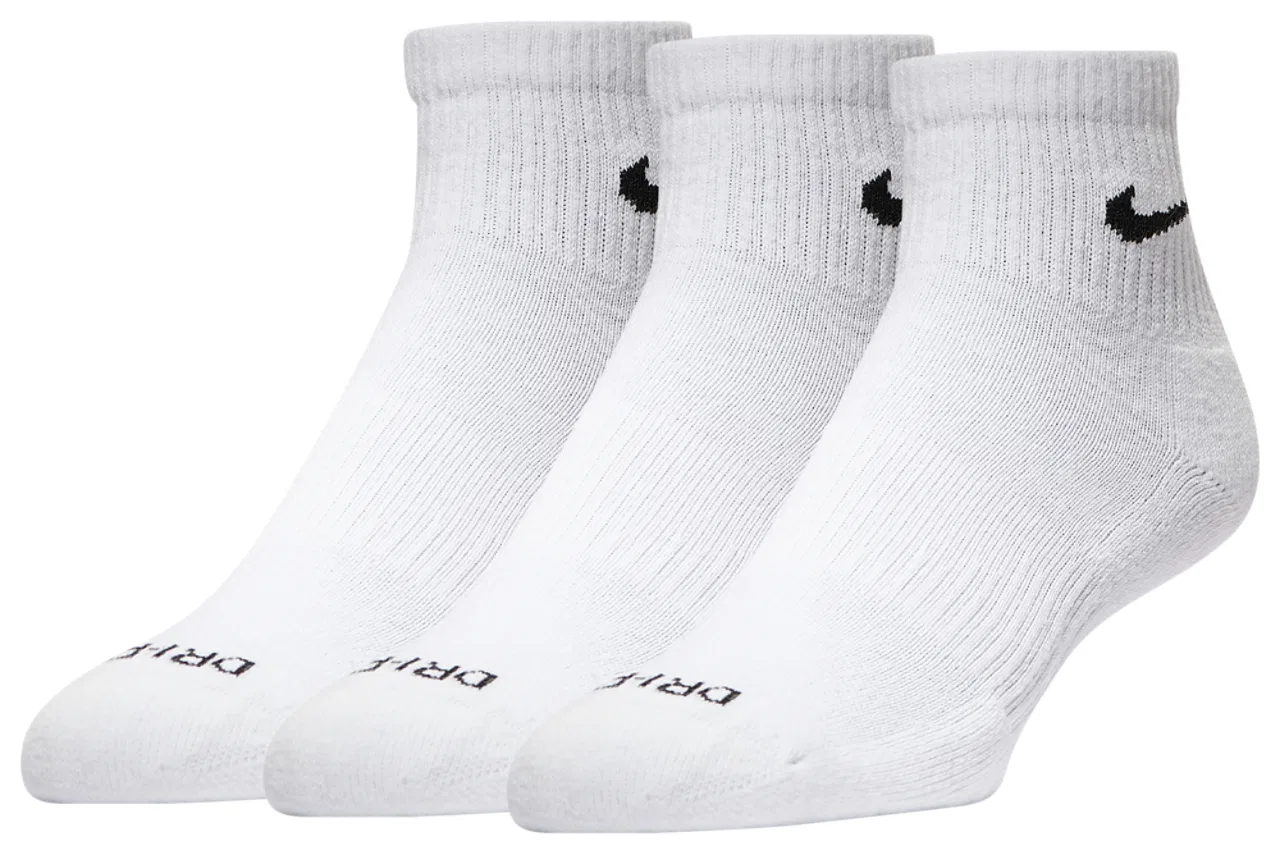 Мужские носки с системой влагоотведения 3 пары Dri-FIT Plus Quarter Nike, белый/черный