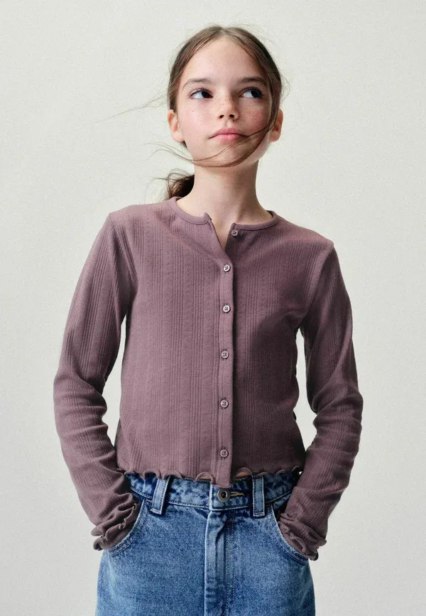 Детский кардиган из трикотажа 3-pack pointelle long sleeve cardigans The Set purple lilac, cream, фиолетовый/сиреневый — фото 2