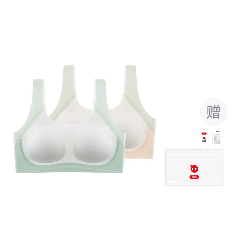 Детский бюстгальтер для девочек хлопковый Red bean, Цвет Light Green+Flesh Green