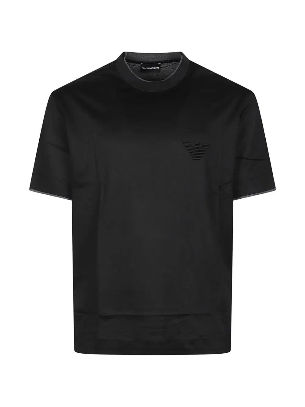 Футболка с круглым вырезом и нашивкой-логотипом EMPORIO ARMANI, черный