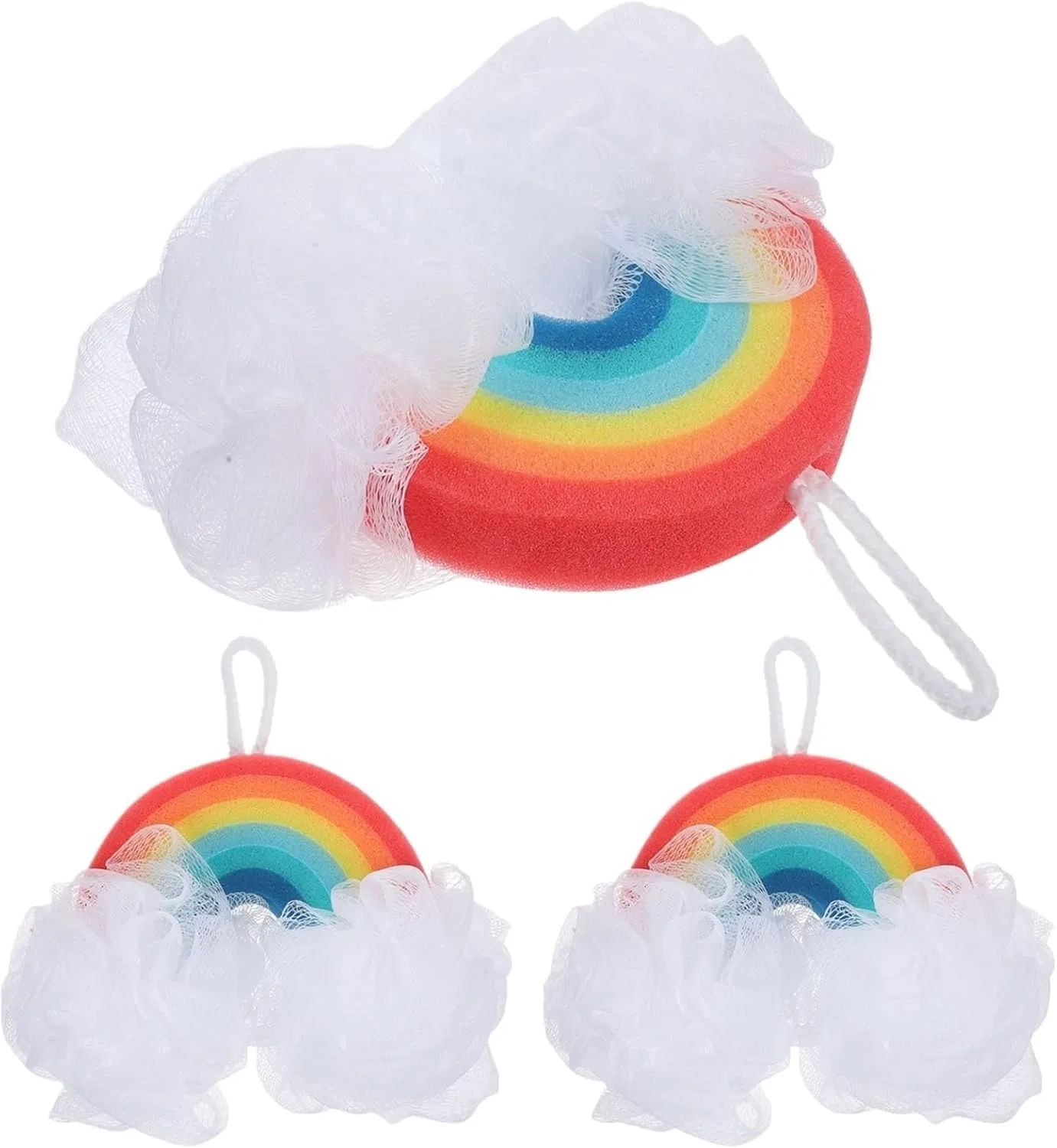 Набор мочалок для ванны Rainbow, 3 шт, Generisch, мультиколор
