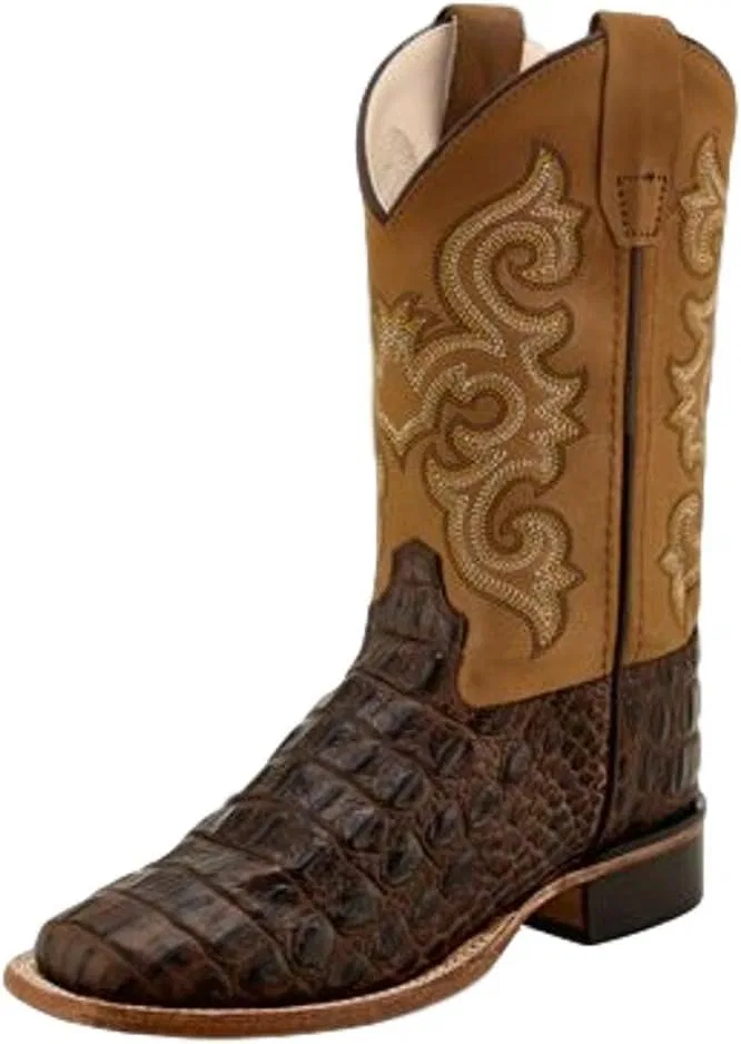 Детские ботинки для мальчиков с принтом Cowboy Boots Old West, Brown Tan Canyon