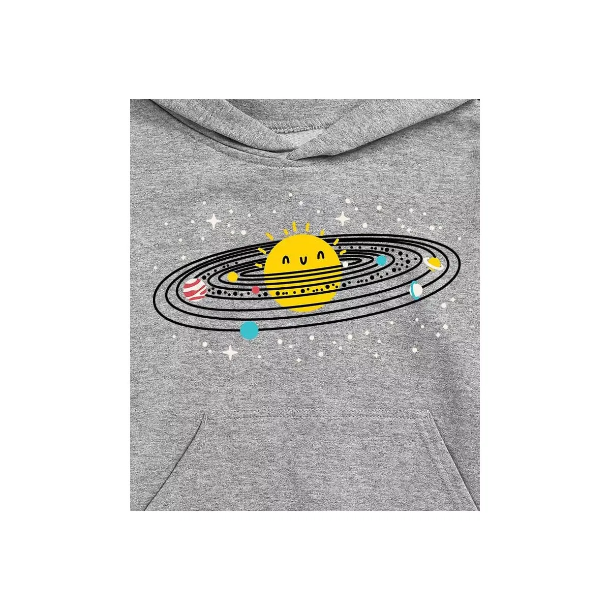 Детское худи на молнии с принтом Cute Solar System Instant Message, Athletic Heather — фото 2