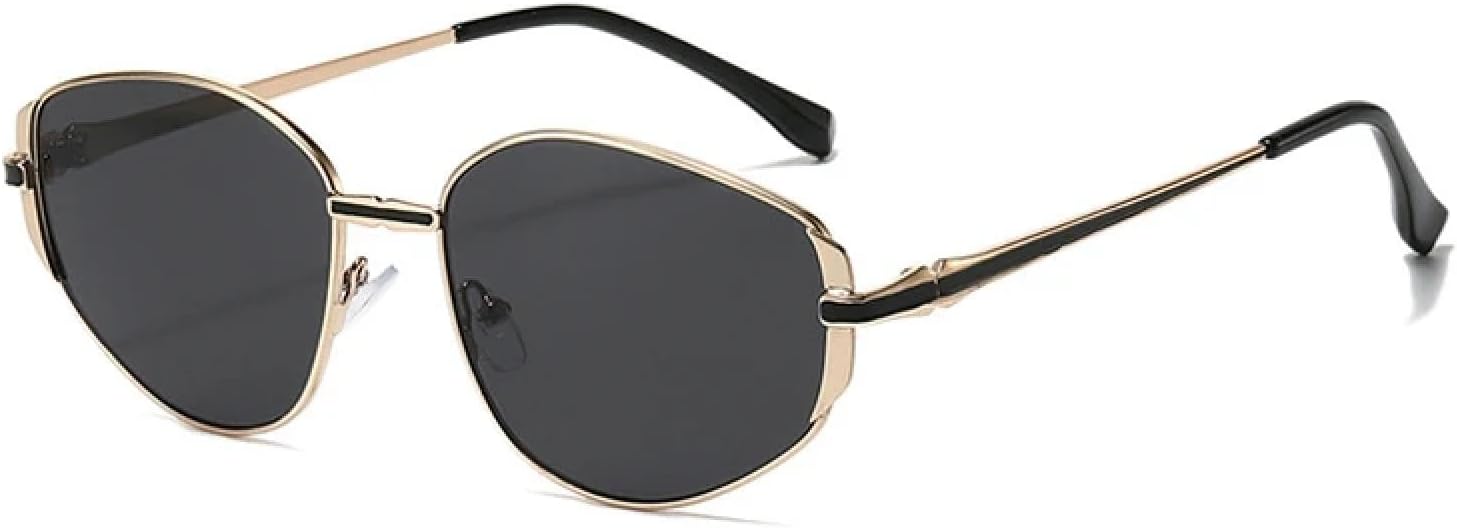 

Классические овальные солнцезащитные очки для женщин, модные, роскошные, в металлической оправе, для мужчин, для активного отдыха на природе и вождения, защита от УФ-излучения UV400 TKKTLLT, Gold Gray