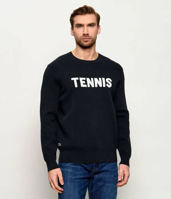 Пуловер мужской Lacoste классический, круглый вырез, Blu Marino