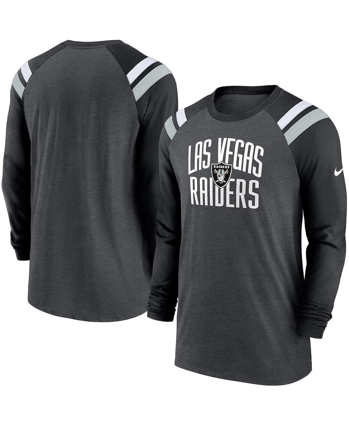 

Мужская темно-серая, черная спортивная модная футболка las vegas raiders tri-blend реглан с длинным рукавом Nike, мульти