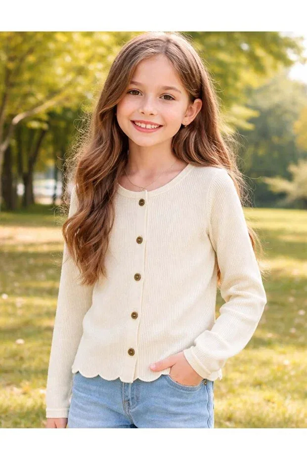 Детский кардиган для девочек органический Organickid, Beige