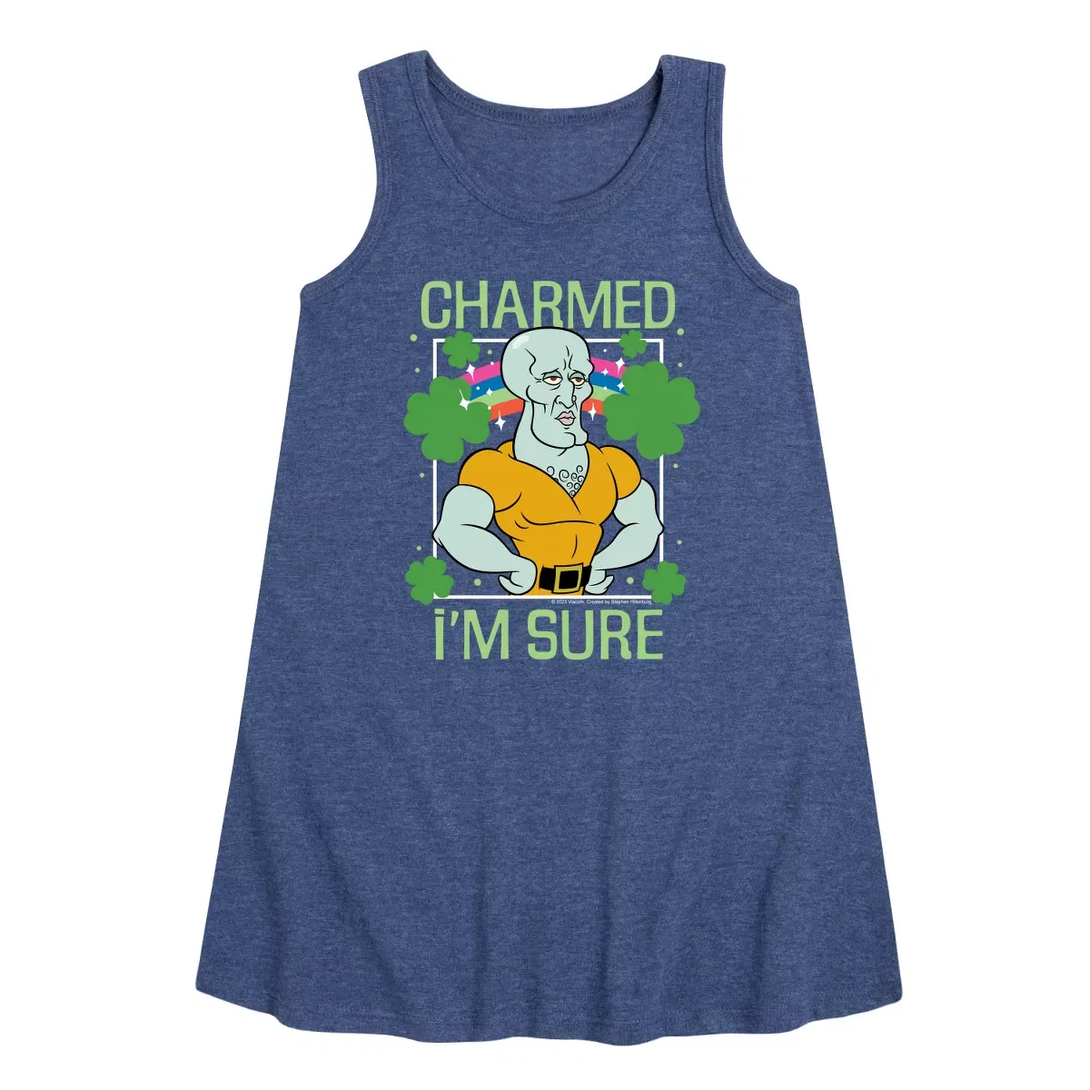 Детское платье-трапеция для девочек без рукавов SpongeBob SquarePants Charmed I'm Sure, Heather Navy