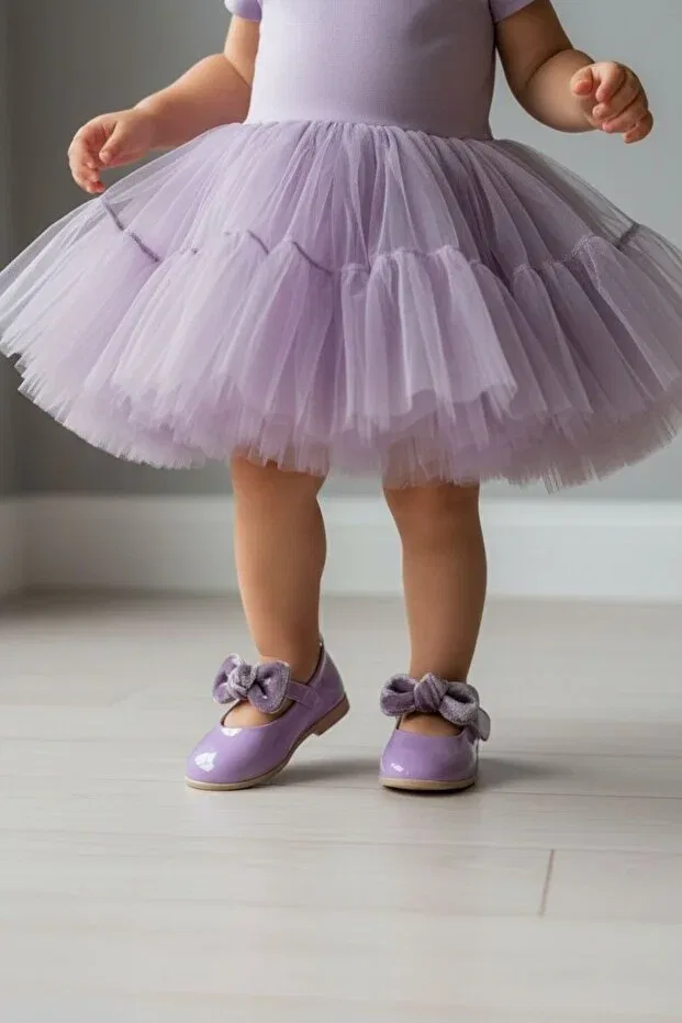Детские балетки для девочек с бантом Görkem Bebe Ayakkabı Ve Tekstil, Purple