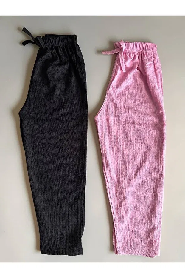 Детские брюки для девочек из пузырчатой ткани Patriko, Pink-Black — фото 4