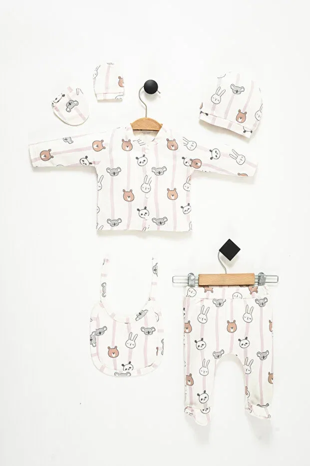 Детский комплект одежды для новорожденных хлопковый с принтом кролика Neu Kids, Ecru