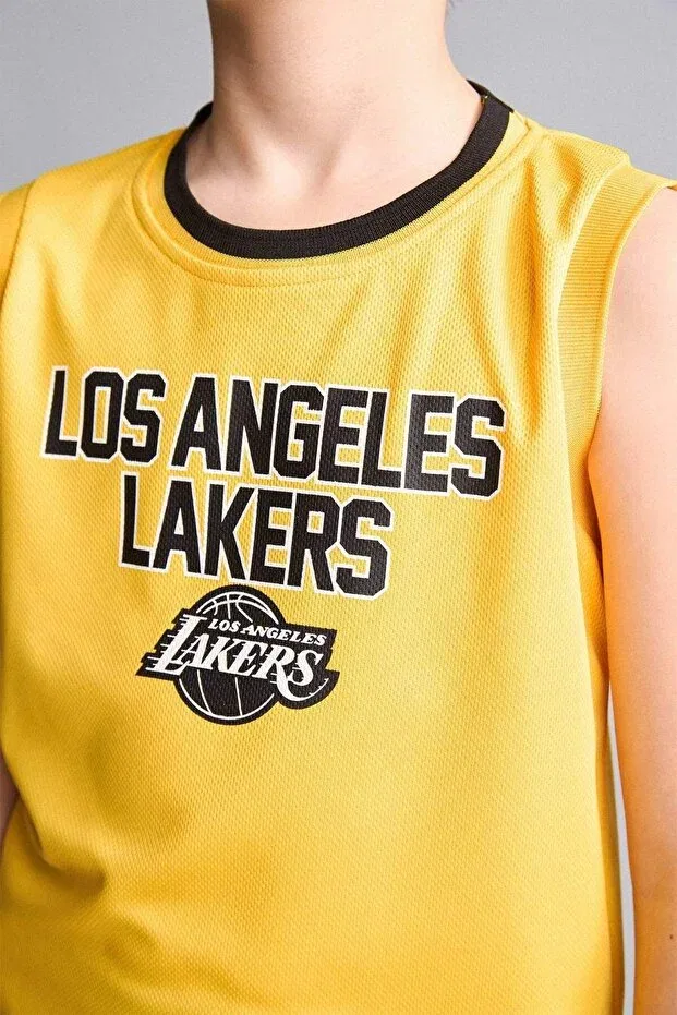 Детское для мальчиков топ без рукавов NBA Los Angeles Lakers Crew Neck Undershirt Boys H2954A826HS Defacto, Yellow Yl201 — фото 4