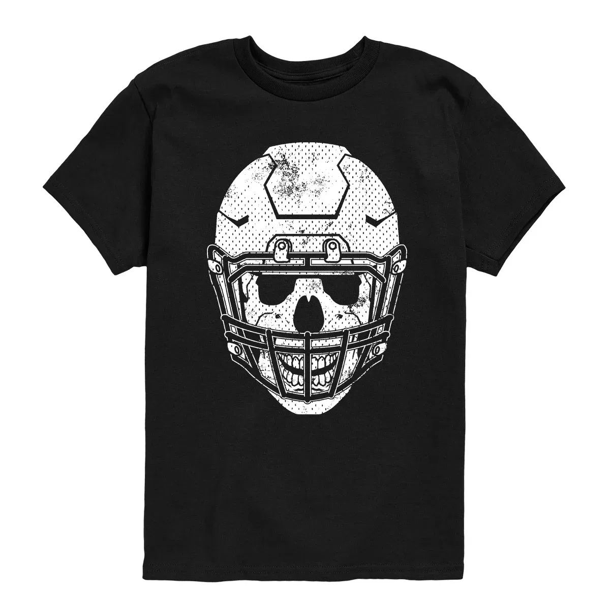 Детская футболка с принтом Football Helmet Skull Instant Message, Black
