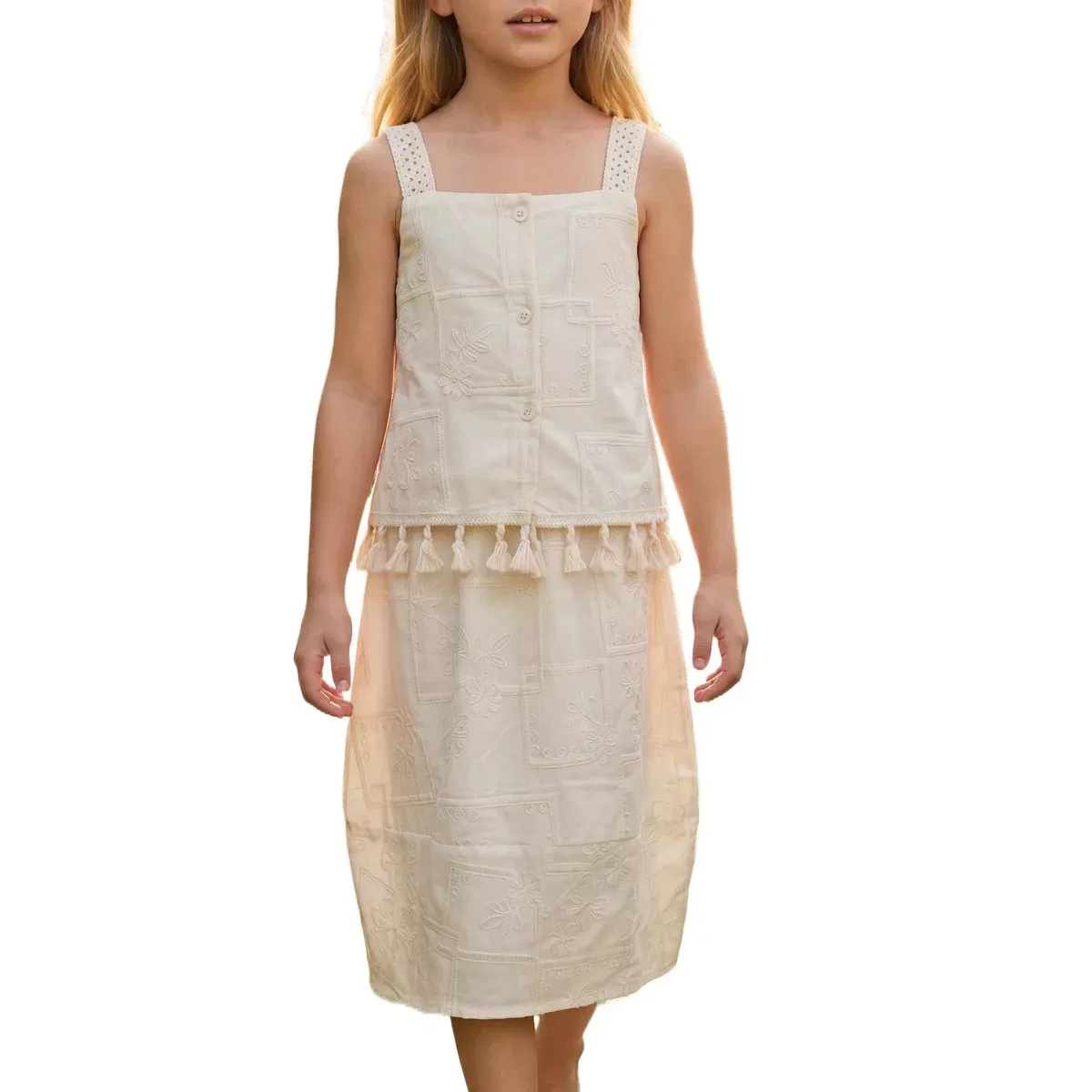 Детский комплект для девочек с цветочной вышивкой INSPIRE CHIC, White
