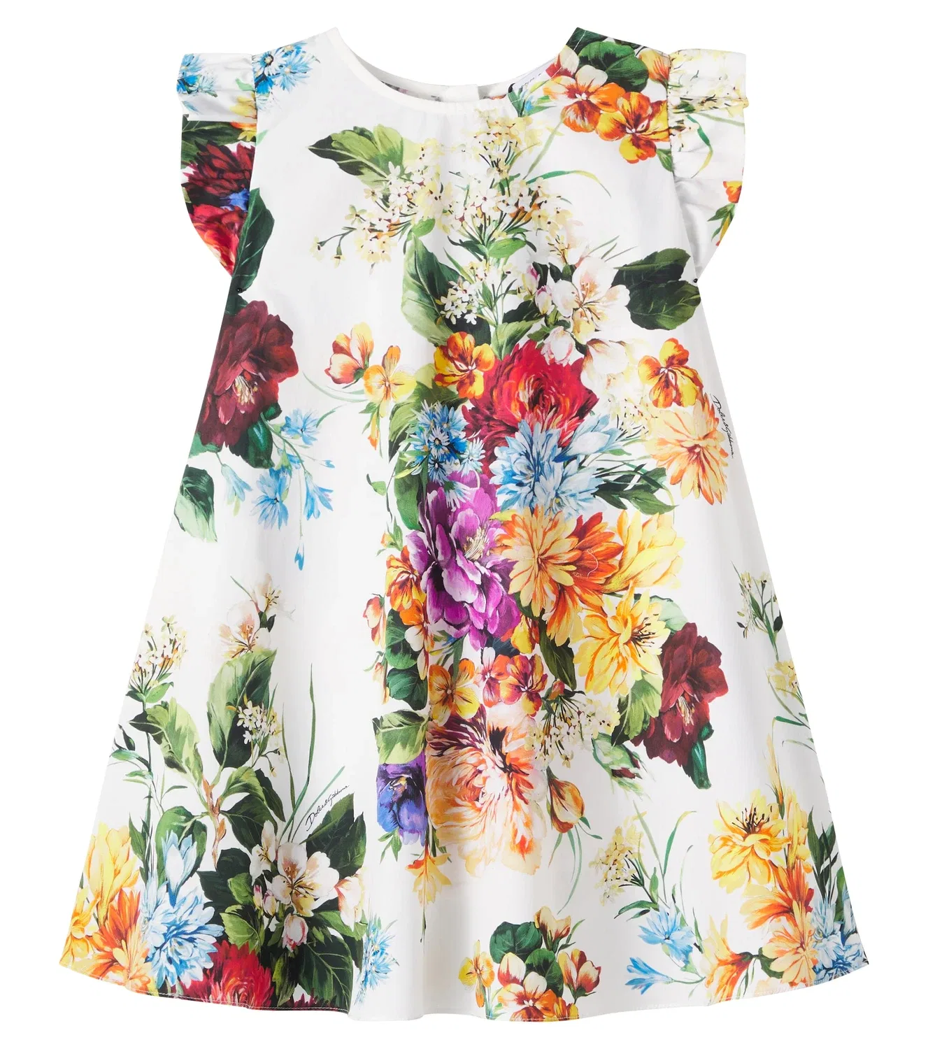 Платье из цветочного хлопкового поплина Dolce&Gabbana Kids, белый