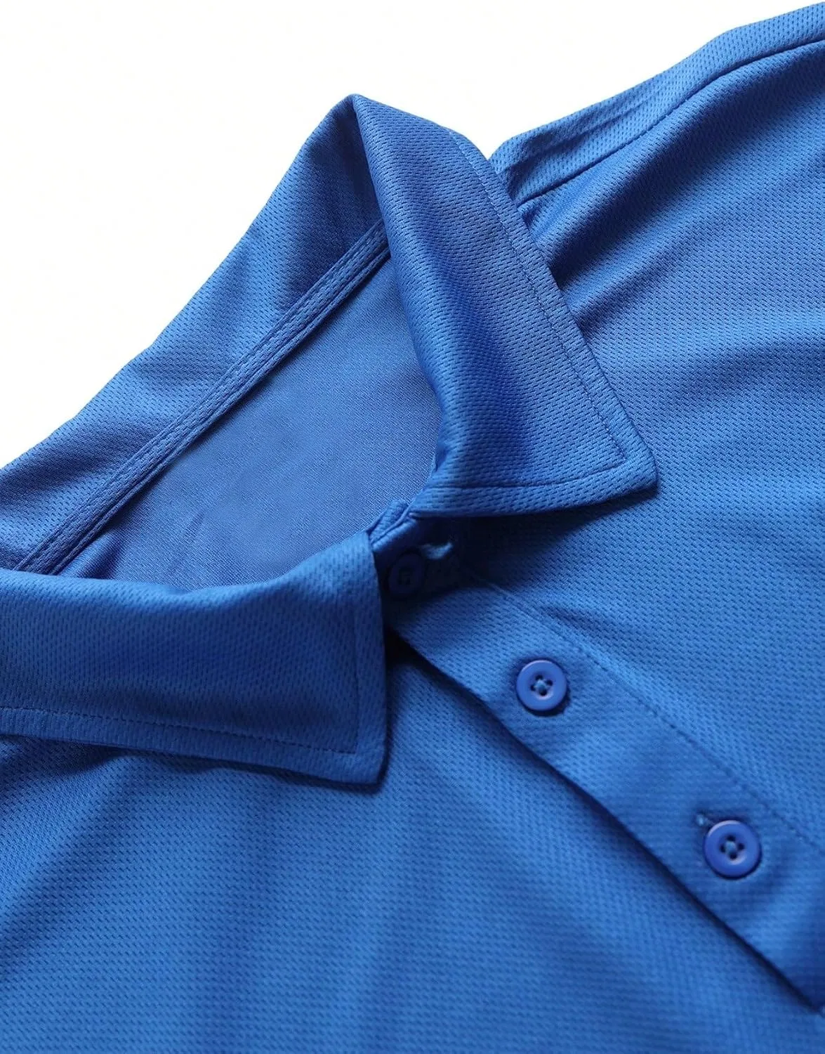 Мужская микро сетчатая футболка с 3-пуговичным воротником, Royal Blue — фото 4
