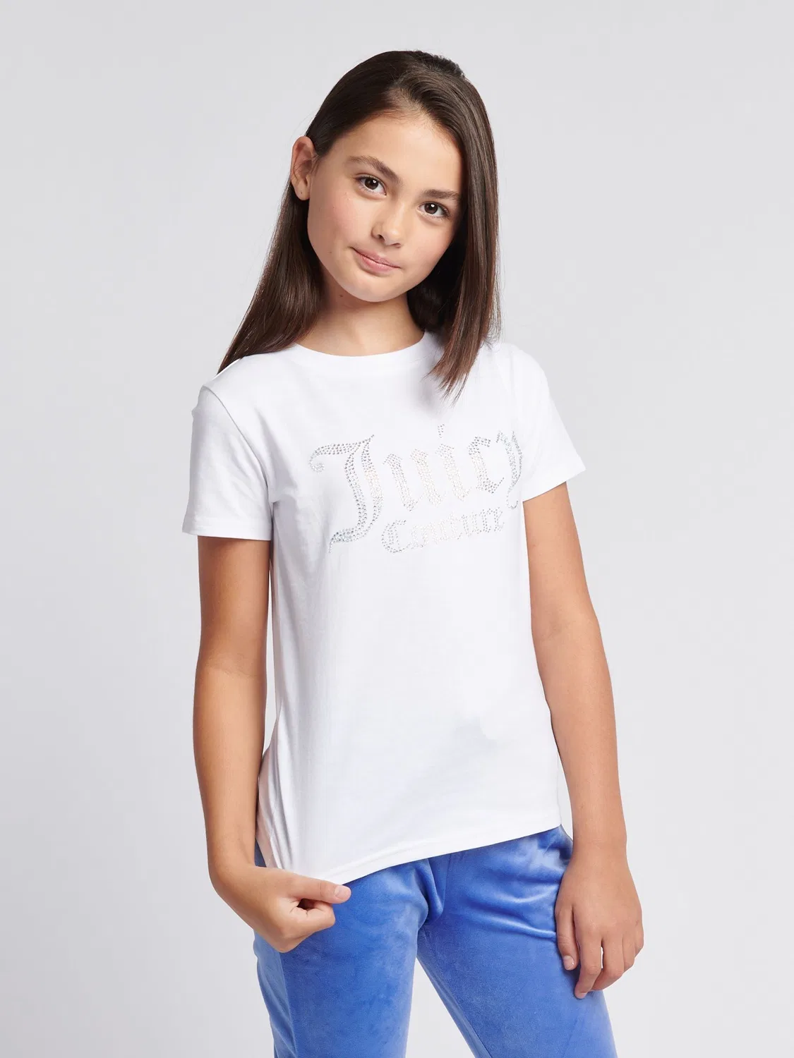Футболка приталенная с диамантовым логотипом Juicy Couture, белый — фото 2