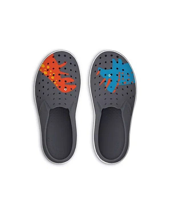 Детские кроссовки для девочек с принтом Miles Block Native, Gravity Grey/Shell White/Dinosaur Block — фото 2