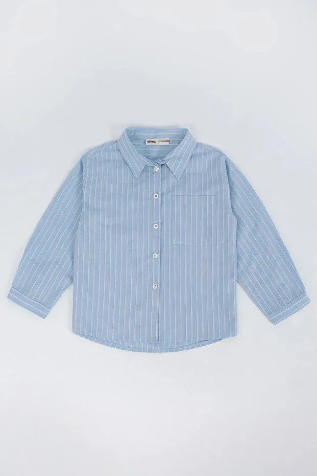 Детская рубашка для мальчиков с длинным рукавом Mioma Kids, Blue — фото 4