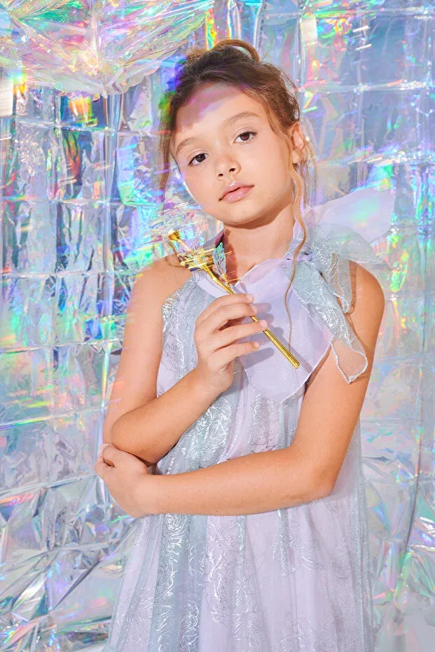 Детское платье для девочек с пайетками Glittery chiffon party dress Sheshe, Blue — фото 2