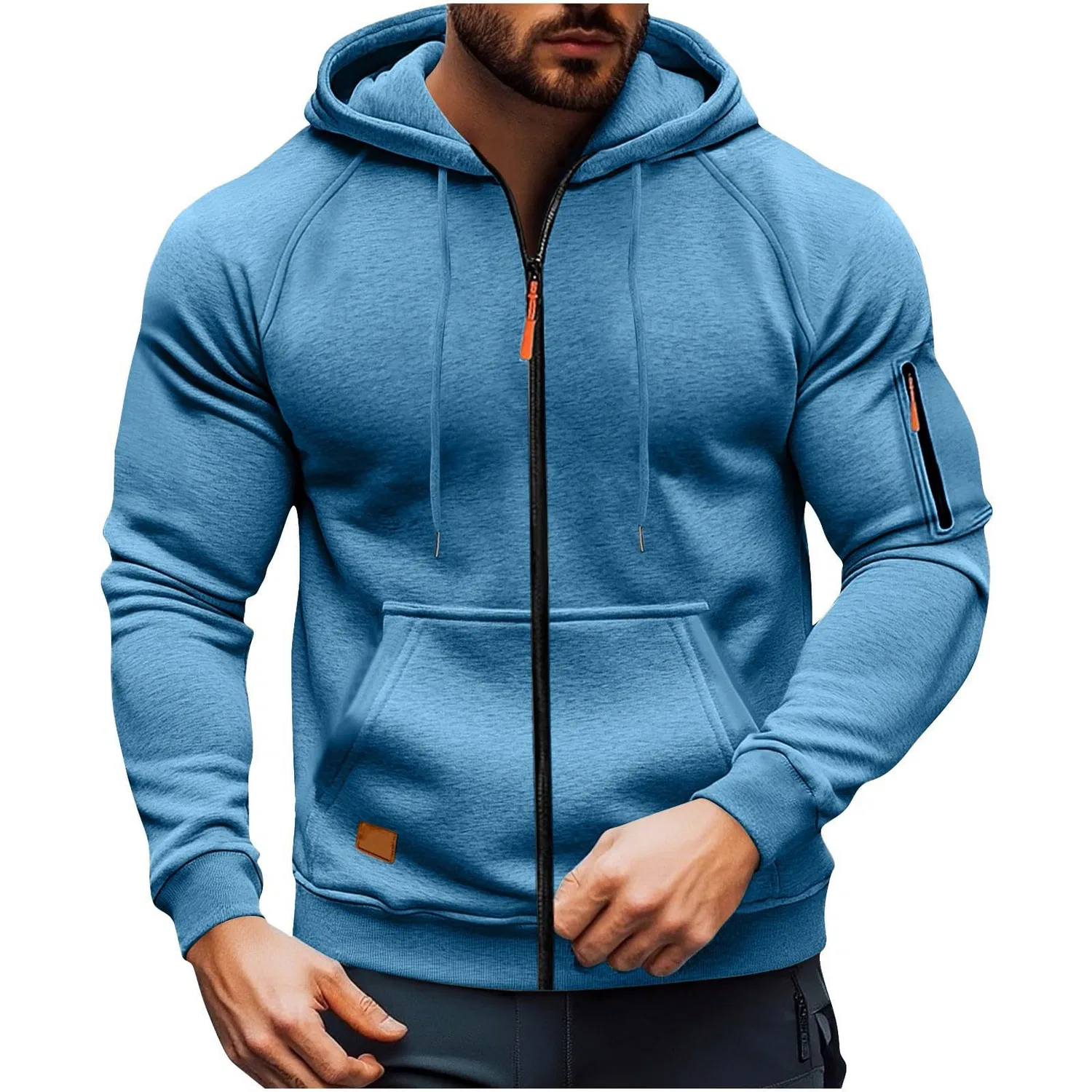 Мужской худи с флисом Military Long Sleeve, Sky Blue