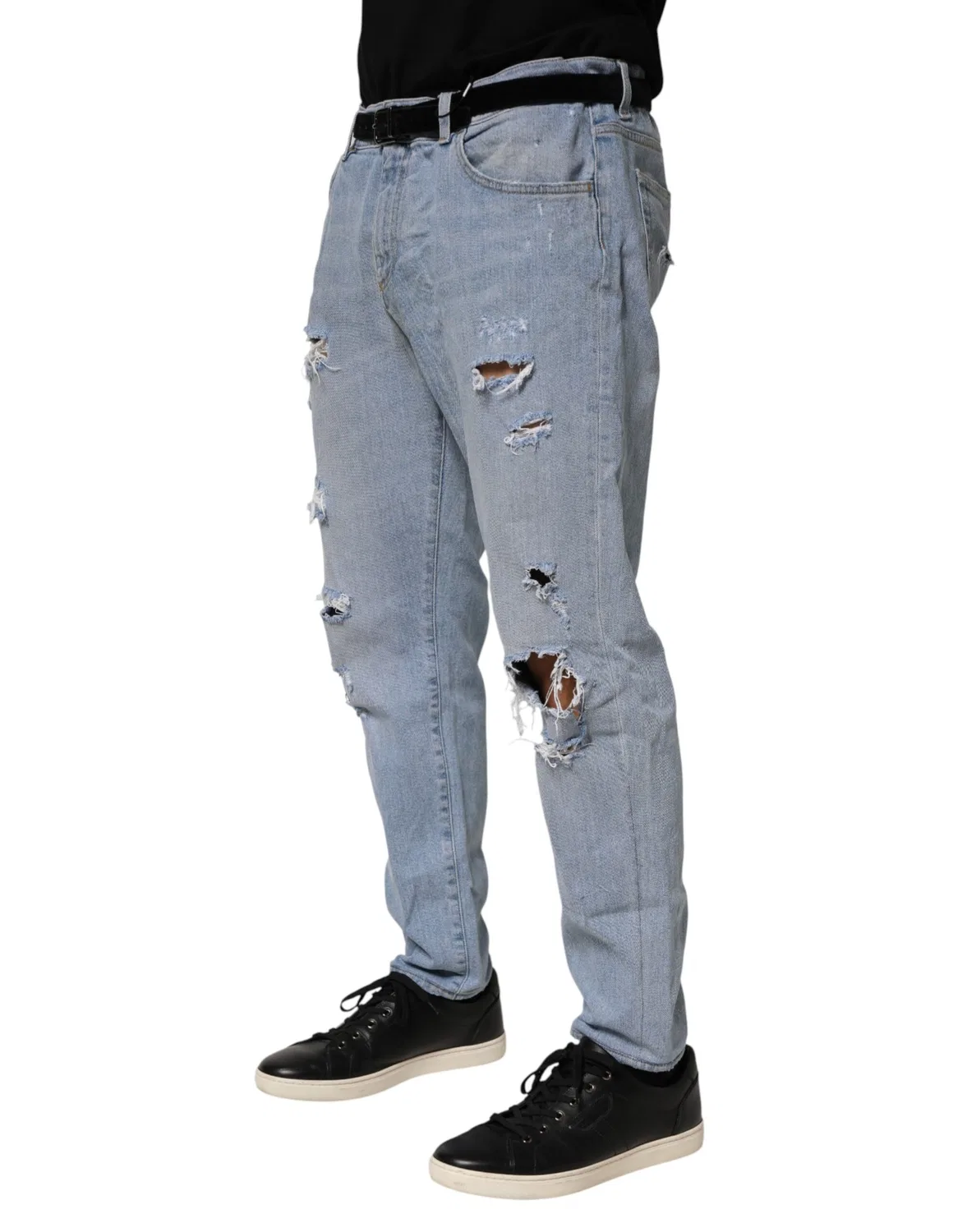 Мужские джинсы с эффектом потертости Slim Fit Jeans Dolce & Gabbana, Blue — фото 3