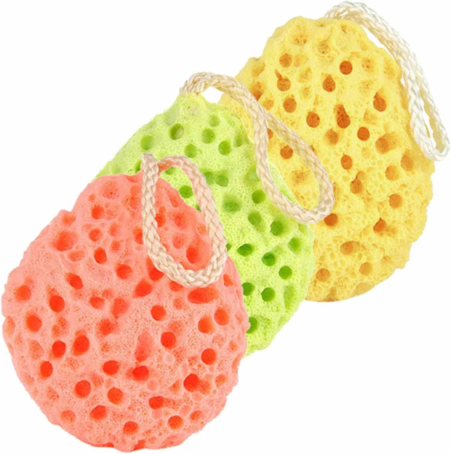 Мочалка для тела 3 шт, Натуральное волокно, Honeycomb, мультиколор Generic