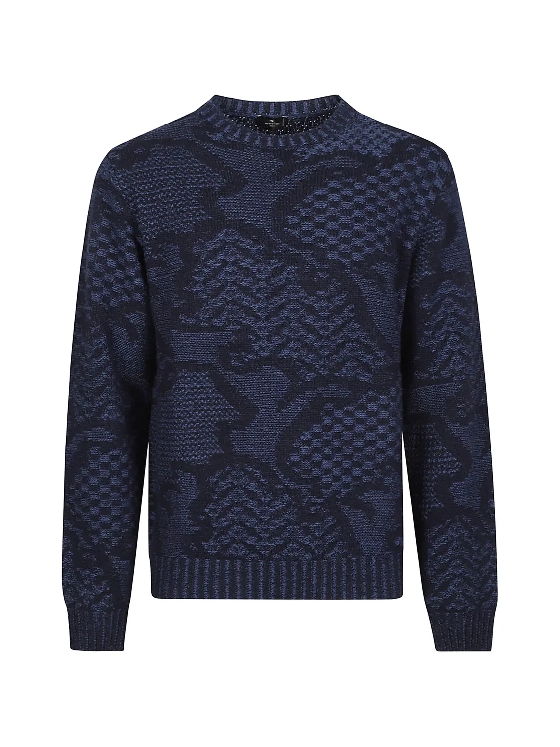 Шерстяной свитер с геометричным узором Etro, синий