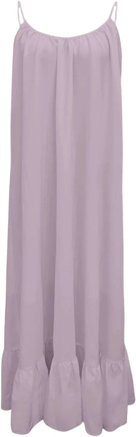 Женское летнее платье миди на бретелях с открытой спиной, Light Purple — фото 3