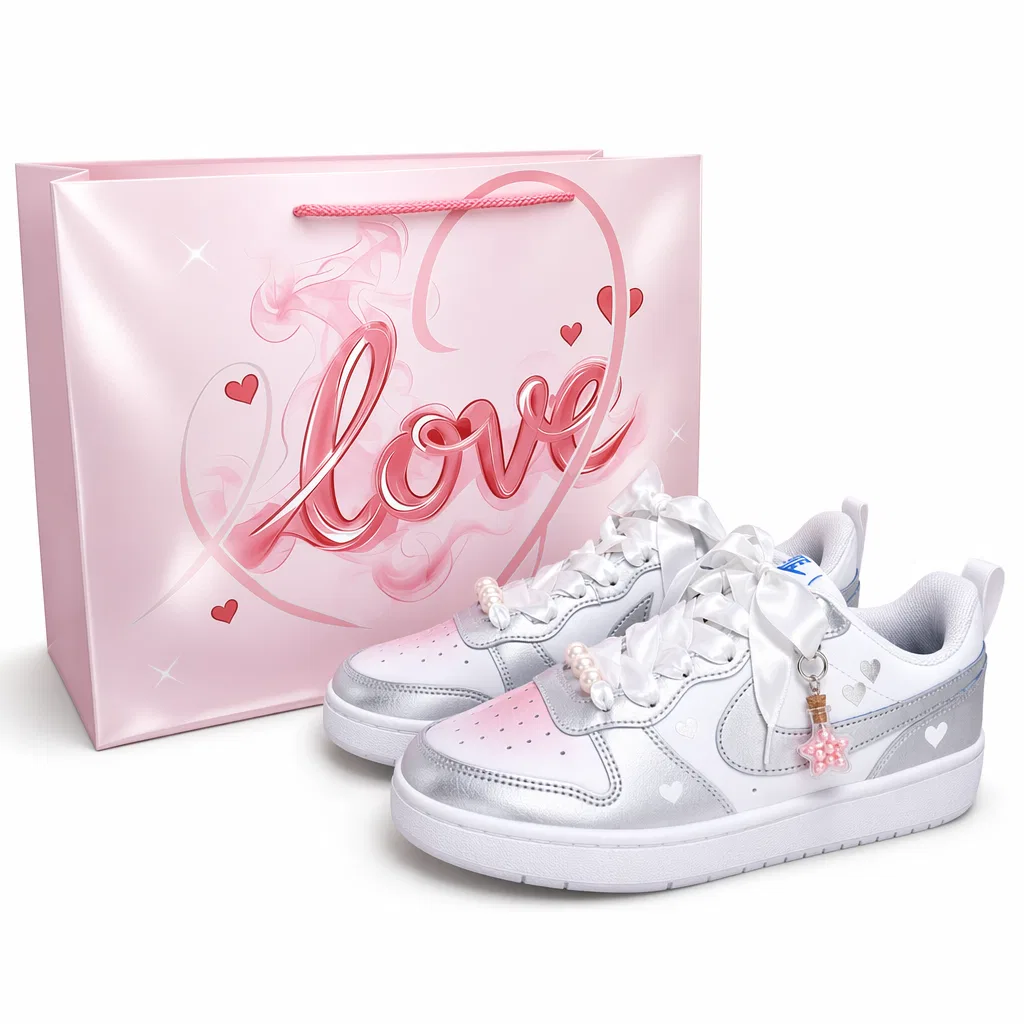 Детские кроссовки для скейтбординга низкие Nike Court Borough Pink, Silver