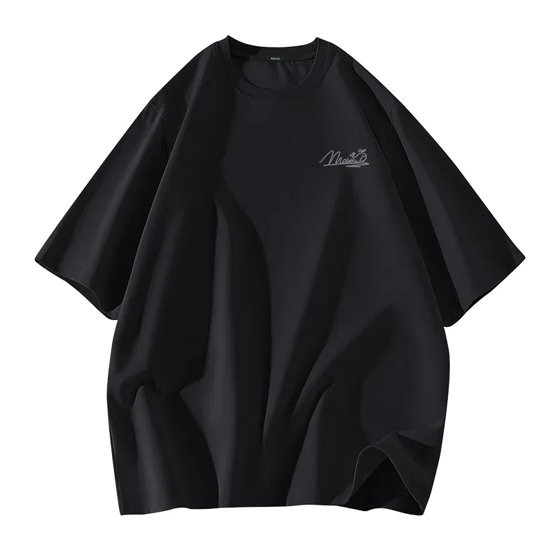 Детская футболка с принтом MINISO, Ice Silk Cooling Black (Mb Blue Gray Whale Chest Logo)