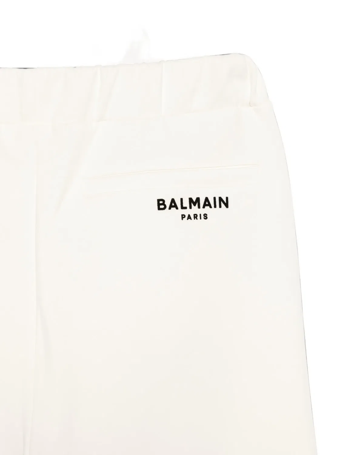 Брюки с логотипом и защипами Balmain Kids, нейтральные цвета — фото 3