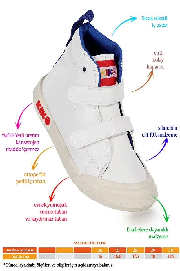 Детские ботинки для мальчиков на липучке Kiko Kids, White - Blue — фото 2