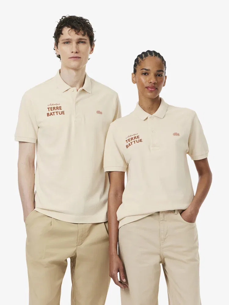 Футболка поло с графическим принтом Roland Garros LACOSTE, Beige