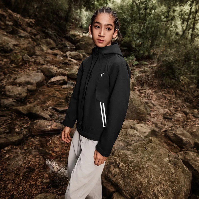 Детская куртка для активного отдыха с принтом, Outdoor Wear Moderate, Under Armour, Black — фото 4