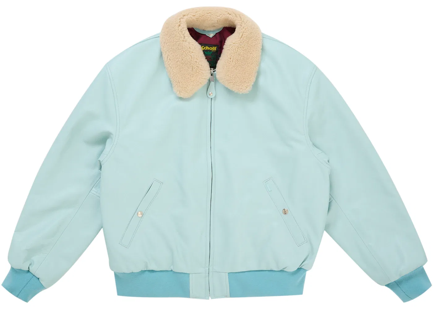 Мужская куртка-бомбер из овчины с мехом Light Blue Supreme, Light Blue — фото 4