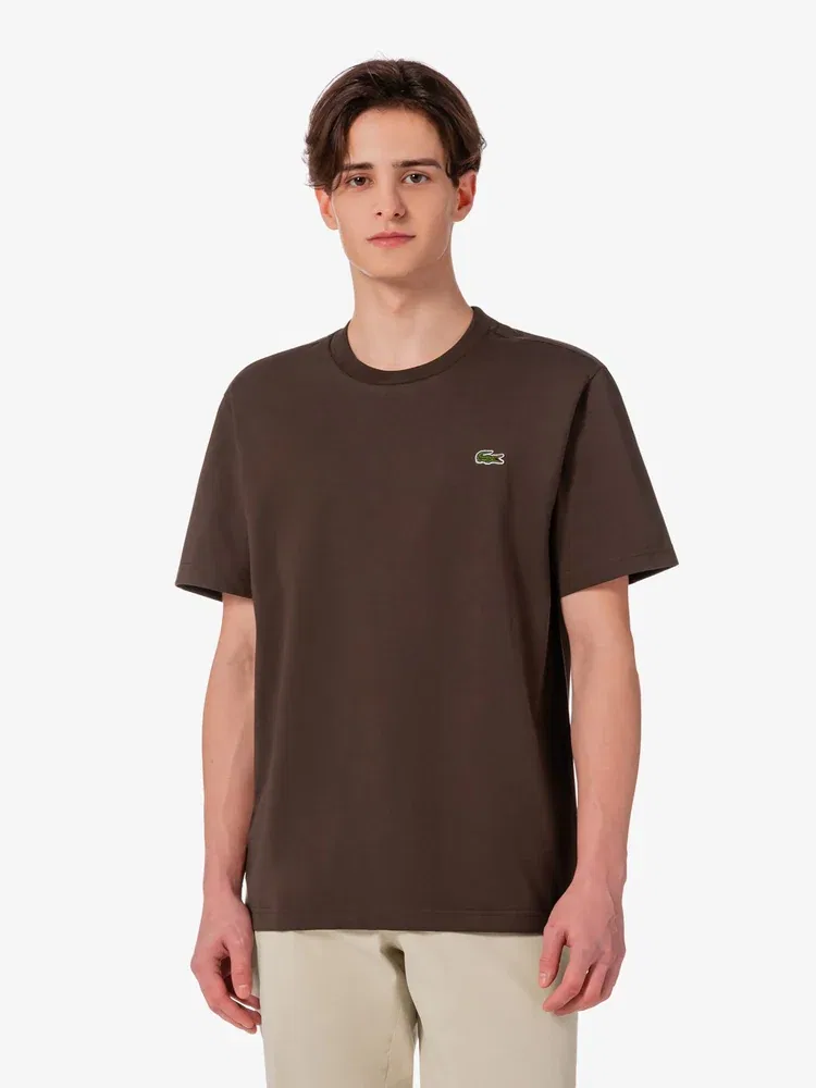 Футболка с коротким рукавом, хлопковая, Basic Crew Neck LACOSTE, Antique Gold — фото 4