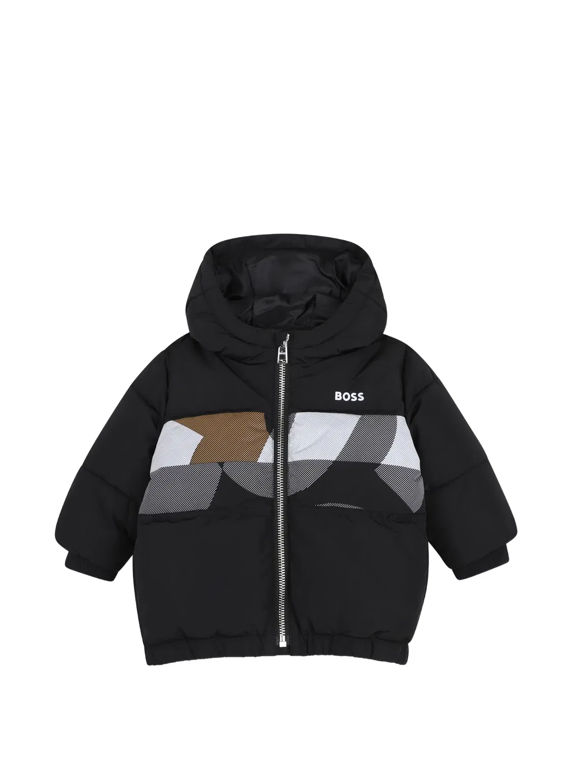 Пуховик с логотипом Boss Kidswear, черный