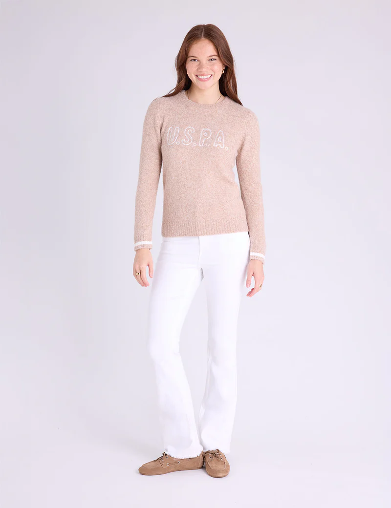 

Свитер U.S. Polo Assn Crew Neck Embroidered Tipped, бежевый