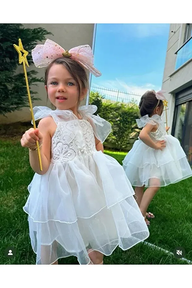 Детское платье для девочек с вышивкой Baby Aden, White — фото 4